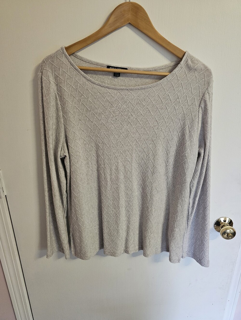 Mario Serrani Light Gray Long-Sleeve Textured Top